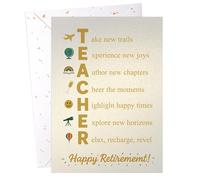 DORADUBO Carte de vœux « Happy Retirement Teacher » - Poème acrostique, carte unique avec enveloppe