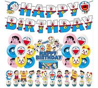 Doraemon Ballons de Fête 32pcs Doraemon Ballons Joyeux Anniversaire Bannière Déco de Gâteaux Topper She-Hulk Ballons pour Enfants Vengeurs Décorations de Fête D'anniversaire