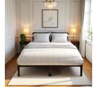 DORAFAIR Cadre de Lit Double Métal 140x200 cm avec Sommier à Lattes, Structure Renforcée pour Chambre, Noir