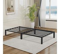 DORAFAIR Cadre de Lit Plateforme 90x200 cm Lit Simple Métal pour Adolescent/Adulte, Assemblage Modulaire sans Vis, Noir
