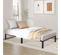 DORAFAIR Cadre de Lit Simple Métal 90x190 cm avec Sommier à Lattes, Assemblage Rapide sans Vis par Blocs, Espace Stockage, Noir