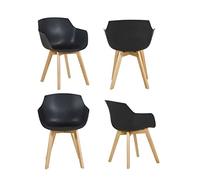 DORAFAIR Chaise en Plastique Salle à Manger Lot de 4, Fauteuils Scandinave de Chaise Latérale Design Rétro avec Jambe de Bois de Hêtre Massif - Noir