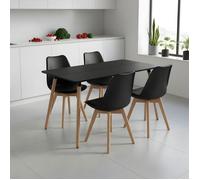 DORAFAIR Table + 4 Chaises Noir Style Scandinave Moderne