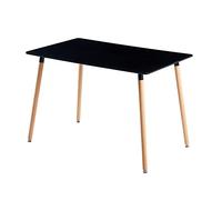 DORAFAIR Table à manger rectangulaire noire - Table de cuisine moderne - Table de conférence - Table basse scandinave - Pieds ronds en hêtre - 110 x 70 x 73 cm