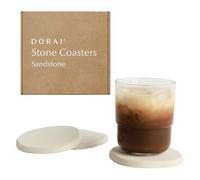 Dorai Ensemble de Dessous de Verre en Pierre - Élimine Les filigranes et sèche instantanément - Design Fonctionnel créé pour la Maison Moderne - L'ensemble Comprend Quatre sous-Verres Modernes - Grès