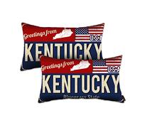 Doraloko Lot de 2 housses de coussin 30,5 x 50,8 cm, décoration du Kentucky - Cadeau souvenir - Drapeau américain - Plaque lombaire - Salutations de Bluegrass State (KY, lot de 2)