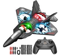 Doramier Avion Télécommandé, 2,4 GHz Avion RC avec Survol Stable, Gyroscopique à 6 Axes, Flips à 360°, vol Circulaire, Lumière LED, pour Enfants débutants Noël Fête Cadeaux (Grey)