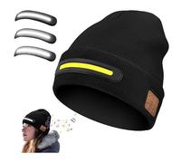 Doramier Bonnet avec lumière LED et Bluetooth,Wiederaufladbare USB Stirnlampenmütze,Winter Warme Strickmütze LED Beanie Mütze mit Licht für Herren Damen,Idee Cadeau Homme Original Utile (Black)