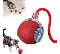 Doramier Jeux pour Chat,Jouet Chat Interactif, Boule électrique Automatique Rechargeable pour Chats Chien, Jouet C Hat Qui Bouge Seul, Balle Interactive Chat pour Compatible sols et moquettes (Red)