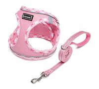 DORAMIO Harnais Chien, Step-in Harnais pour Chiens avec Laisse, Réfléchissant Respirant Mesh Doux Confort Réglable Gilet Harnais pour Petite Chiens Chats pour Marcher Courir (Rose, XL)