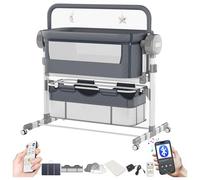 Doraystar Électrique Bluetooth Intelligent Lit Cododo Bebe, Convertible Cododo Berceau Bébé Co-Sommeil, Pliable Lit Bebe avec Matelas, Télécommande, Musique et 5 Vitesses Balancement (608 Grey)