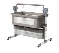 Doraystar Électrique Bluetooth Intelligent Lit Cododo Bebe, Convertible Cododo Berceau Bébé Co-Sommeil, Pliable Lit Bebe avec Matelas, Télécommande, Musique et 5 Vitesses Balancement (601 Light Grey)