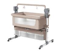 Doraystar Électrique Bluetooth Intelligent Lit Cododo Bebe, Convertible Cododo Berceau Bébé Co-Sommeil, Pliable Lit Bebe avec Matelas, Télécommande, Musique et 5 Vitesses Balancement (601 Beige)