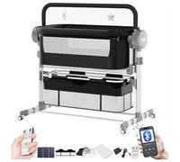 Doraystar Électrique Bluetooth Intelligent Lit Cododo Bebe, Convertible Cododo Berceau Bébé Co-Sommeil, Pliable Lit Bebe avec Matelas, Télécommande, Musique et 5 Vitesses Balancement (608 Black)