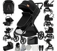 Doraystar Poussette 3 en 1, Pousette Bebe avec Poussée Réversible Bidirectionnelle, Pousette Canne avec Conception Pliable en Un Clic, Poussette Trio avec Grande Nacelle (V10 Black)