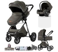 Doraystar Poussette 3 en 1, Pousette Bebe avec Poussée Réversible Bidirectionnelle, Pousette Canne avec Conception Pliable en Un Clic, Poussette Trio avec Grande Nacelle (YV9 Deep Grey)