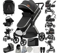Doraystar Poussette 3 en 1, Pousette Bebe avec Poussée Réversible Bidirectionnelle, Pousette Canne avec Conception Pliable en Un Clic, Poussette Trio avec Grande Nacelle (V10 Deep Grey)