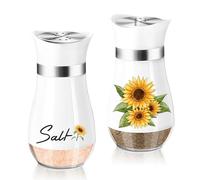 Dorblely Salière et Poivrière Set, 120ml Acier Inoxydable Poivriere, Saliere en Verre, Pots à épices, pour La Maison ou La Cuisine, Épices, Restaurant - Blanc Tournesol