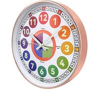 DORBOKER Horloge Murale phosphorescente pour Enfants, 30.5 cm, veilleuse silencieuse, Fonctionne avec Piles, Cuisine, décoration de Chambre de garçon et de Fille (Or Rose)