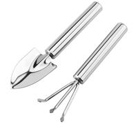 Dorccsi Lot de 2 Mini Outils de Jardinage Robustes en Acier Inoxydable, Petite Pelle et râteau pour Creuser la pelouse, pour Fleurs, Plantes succulentes, Pelle Plate, Mini Outils Jardinage