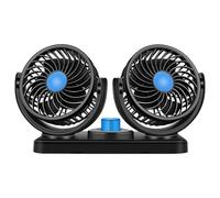 Dorccsi Ventilateur de voiture, 2 têtes 2 vitesses, 12 V, rotation à 360°, silencieux, accessoires automobiles pour véhicules VUS, camping-cars, ventilateurs 12 V qui soufflent de l'air froid 12 V