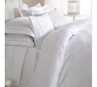 Dorchester 100% Coton Percale Parure de lit en Lin 1000 Fils Drap Plat, Blanc, Double
