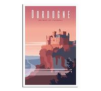 Dordogne Beynac-et-Cazenac Affiche de voyage vintage décorative moderne pour chambre à coucher Impression sur toile Poster peinture Décoration murale Cadeau Art