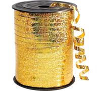 Doré, 0,5 Cm X 200 M Pour Travaux Manuels, Ondulé Irisé, Brillant Pour Emballage Cadeau, Ruban Pour Ficelle De Ballons, Cheveux, Fleur De Fleuriste (1 Rouleau), Ribbon