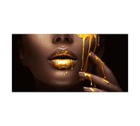 Doré Noir Peau Larme Liquide Art Impression Sur Toile Peinture Femmes Visage Salon Chambre Mur Photo Décor Affiche XXL 80x160cm Sans Cadre