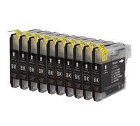 DOREE 10 LC1100BK LC980BK Noir Cartouches d'encre Premium Qualité XL Compatible pour imprimantes Brother MFC-290C, MFC-490CW, MFC-5490CN,Brother DCP-145C,DCP-165C,DCP-185C,Brother DCP-165C