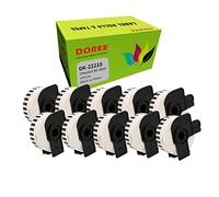 Doree 10 Rouleaux DK-22210 Étiquettes Continues, compatibles avec Brother DK-22210, 29mm x 30,48m, Pour imprimantes d’étiquettes Brother QL-500,QL-550,QL-700,QL-710W,QL-800,QL-1050,QL-1100