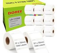 Doree 11354 S0722540 Rouleaux d'étiquettes, 57 mm x 32 mm, compatibles avec Dymo Labelwriter 4XL 450 400 330 320 310 (1000 étiquettes par rouleau) 10 rouleaux