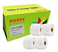 Doree 11354 S0722540 Rouleaux d'étiquettes, 57 mm x 32 mm, compatibles avec Dymo Labelwriter 4XL 450 400 330 320 310 (1000 étiquettes par rouleau) 4 rouleaux