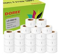 DOREE 20 pack étiquettes standard 99010 S0722370 28mm x 89mm rouleau de 130 | Étiquettes d'adresse autocollantes 89 mm x 28 mm compatibles avec Dymo Labelwriter 400, 450,450 Duo,450 Turbo,4XL, 320, 330