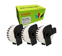 Doree 3 Rouleaux DK-22210 Étiquettes Continues, compatibles avec Brother DK-22210, 29mm x 30,48m, Pour imprimantes d’étiquettes Brother QL-500,QL-550,QL-700,QL-710W,QL-800,QL-1050,QL-1100