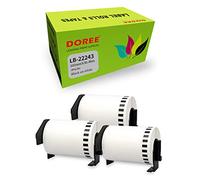 Doree 3 Rouleaux DK-22243 d'étiquettes Continues, Compatibles avec Brother DK-22243,102 mm × 30,48 m,Blanc sur noir, Pour imprimantes d'étiquettes Brother QL-500,QL-550,QL-570,QL-700,QL-800