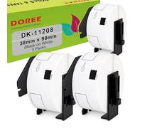 DOREE 3 Rouleaux DK11208 38 x 90mm Étiquettes d’Adresse 400/rouleau | Étiquettes d’adresse 38mm x 90mm compatibles avec Brother 11208, noir sur blanc, pour la série QL de Brother
