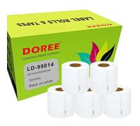 DOREE 5 Rouleaux 99014 Étiquettes d’expédition, Compatibles avec Dymo 99014, 54 x 101 mm étiquettes autocollantes, Pour Dymo LabelWriter 4XL, 450, 400, 330, 320, 310 (220 étiquettes/rouleau)