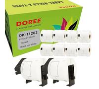 DOREE DK-11202 DK11202 (10 Rouleaux + 2 Supports) compatibles avec les rouleaux d'étiquettes Brother 62 mm × 100 mm, pour Brother QL-500 QL-550 QL-570 QL-700 QL-800 (300 étiquettes pro Rolle)