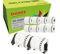 DOREE DK-22205 Blanc/Noir 62x30mm Rubans d'étiquettes de 10 rouleaux + 2 supports - compatibles Brother QL-500/QL-500A/QL-500BS/QL-500BW