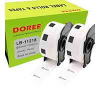 DOREE Lot de 2 - Étiquettes rondes Φ24 mm DK-11218 DK11218, Papier blanc avec texte noir (1000 étiquettes par rouleau), compatibles avec Brother QL : QL-1050, QL-1060N, QL-1100, QL-110NWB.