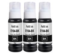 DOREE Lot de 3 Bouteilles d'encre Noire compatibles avec Epson 104 EcoTank - Compatibles avec Epson EcoTank ET-2862,ET-2710, ET-2711, ET-2712, ET-2714, ET-2715, ET-2720, ET-2726, ET-4700