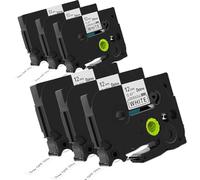 Doree Lot de 6 rubans Tze-231 12 mm noir sur blanc, résistants aux UV, compatibles avec les rubans Brother tze231 tz, pour P-Touch PT-H100LB, PT-H100R, PT-H105, H110, H107B, D200, PTE110G1 P-Touch