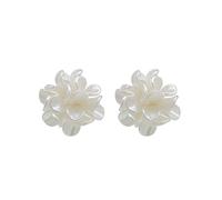 d'Oreilles à avec de Naissance à fleurs pour femmes perle trois pétales petit tempérament fille d'oreilles haute sens boucle d'oreille accessoires Coquillage en or Élégantes et (White, One Size)