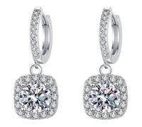 d'oreilles de poche carrées en Zircon pavé pour femmes, haut de gamme exquis, d'oreilles compactes, cadeaux pour femmes, bijoux adaptés aux oreilles Nettoyeur Outils Colle Bijoux (Silver, One Size)
