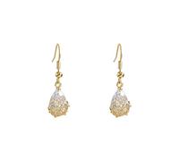 d'oreilles élégantes en forme de goutte d'eau ornées de zircon étincelant et finition galvanoplastie en or véritable pour un éclat raffiné quotidien