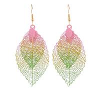 d'oreilles en feuille de métal coloré rétro d'oreilles à double feuille de personnalité créative uniques pour femmes filles Boucle D'Oreille