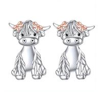 d'oreilles en forme de vache, nouvelles boucles d'oreilles, boucles amusantes avec animaux, effet 3D, jolies pour étudiantes Élégantes et Raffinées (Beige, 4x3cm)