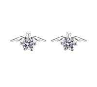 d'oreilles femme S925 imitation argent Moissanite incrustées aile ange griffes six pour élégance raffinée