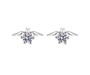 d'oreilles femme S925 imitation argent Moissanite incrustées aile ange griffes six pour élégance raffinée
